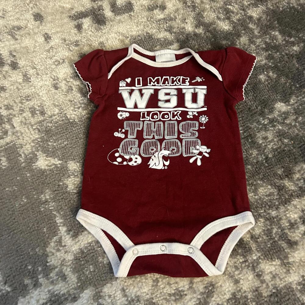 Baby Girls Maroon Wahington State Cougars Onesie Russellville 6-9 Months